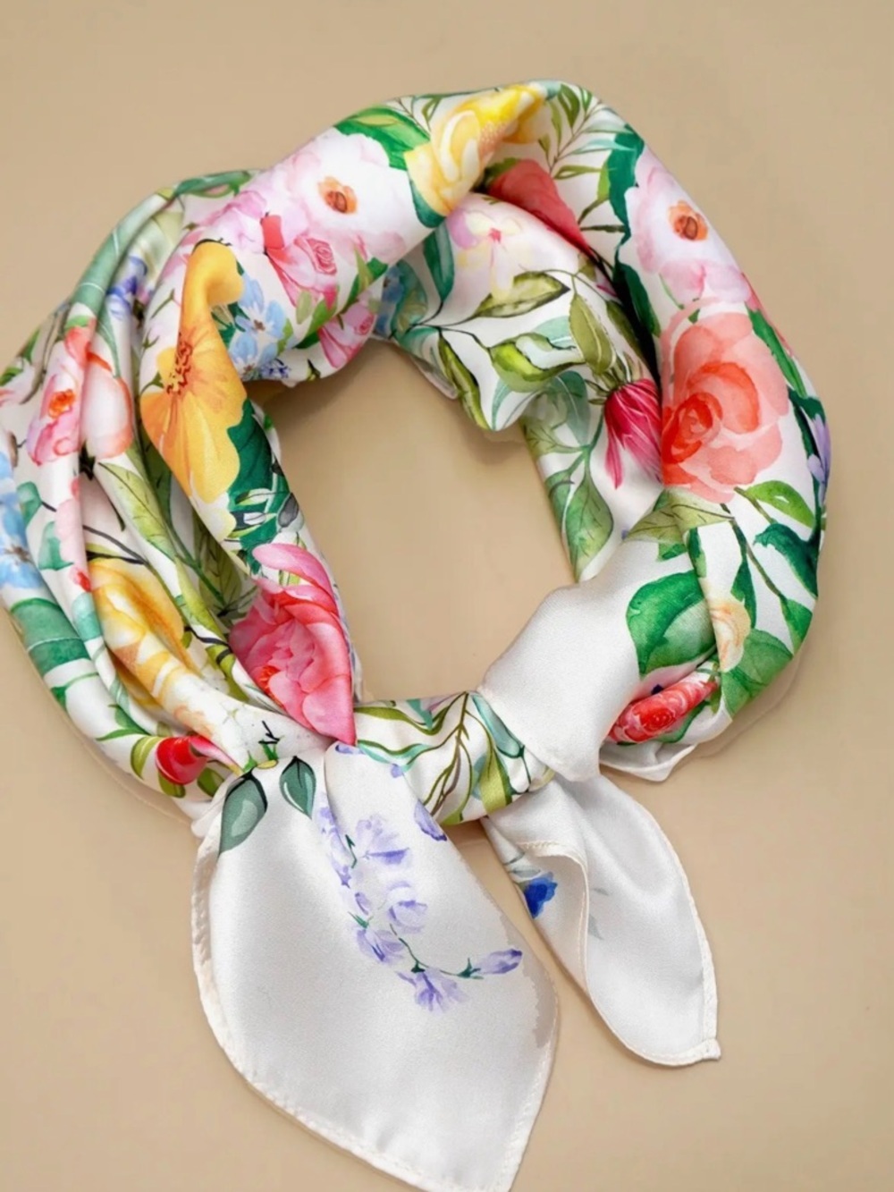 White Floral Print Scarf - Picture 2 of 5